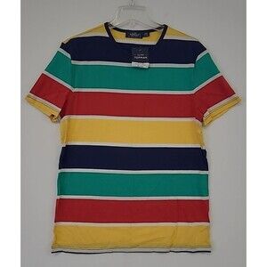 Topman Shirt Large Multicolor Striped Casual Short Sleeve Crewneck Tee - NWT